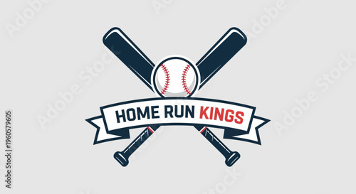 Home Run Kings Baseball Logo with Crossed Bats and Ball