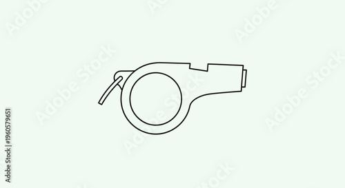 Simple Line Drawing of a Whistle on a Light Green Background