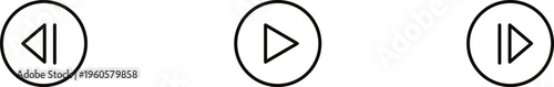 Set of media player icons play pause and skip buttons for web