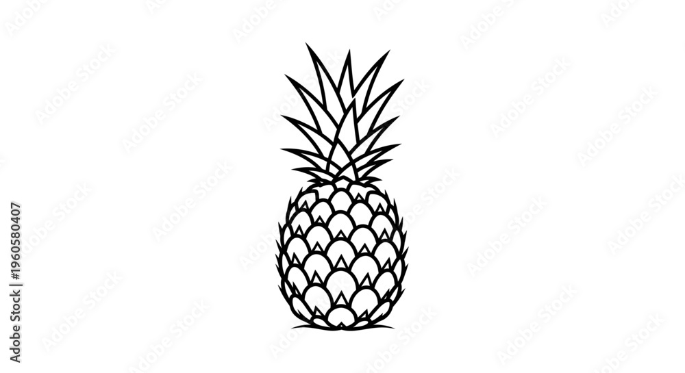 Obraz premium Simple Line Art Pineapple Icon Isolated on White Background