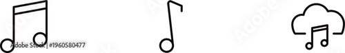 Music note icons simple vector symbols for audio and melody 