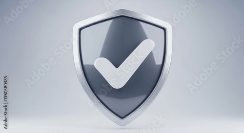 Secure Shield with Check Mark: Symbol of Protection, Safety, and Approval