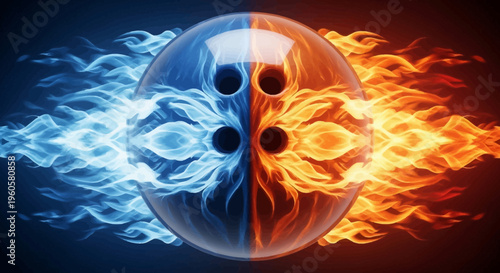 Bowling Ball with Fiery Flames: Hot vs Cold, Energy, and Competition
