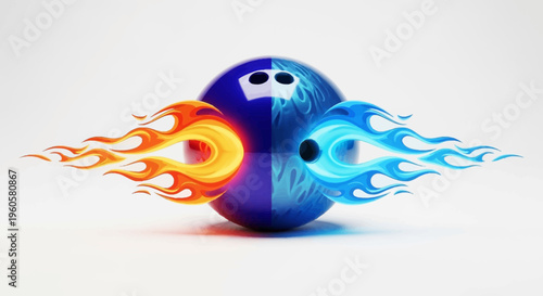 Bowling Ball with Fire and Ice Flames