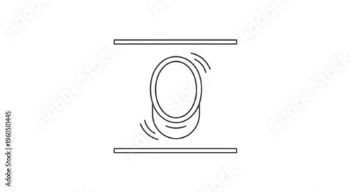 Dynamic rotating oval shape symbol between two horizontal bars depicting continuous motion or