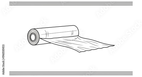 Unrolled Plastic Film Roll Vector Illustration for Packaging and Protection Uses