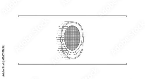 Dynamic Fencing Mask Outline Illustration Showcasing Rapid Sportive Action and Precision Movement