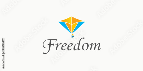 A colorful kite illustration with the word freedom below it Free Download A colorful kite illustration with the word freedom below it - GFXLoad