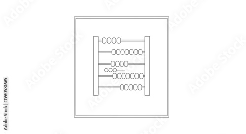 Minimalist line art illustration of a classic abacus, an ancient counting tool for education and