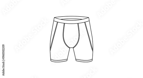 Crisp line art vector illustration depicting classic men's essential boxer brief undergarment design