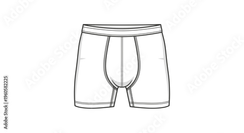 Detailed vector outline illustration of men's comfortable boxer briefs for apparel design templates