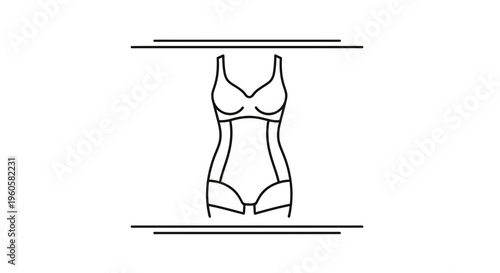Outline illustration of a women's shapewear bodysuit for figure contouring and seamless comfort