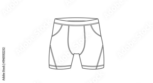 Line art illustration of men's athletic boxer briefs comfortable underwear design vector graphic