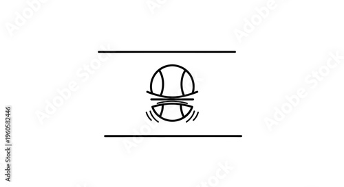 Dynamic tennis ball icon illustrating active play and energetic movement between boundary lines