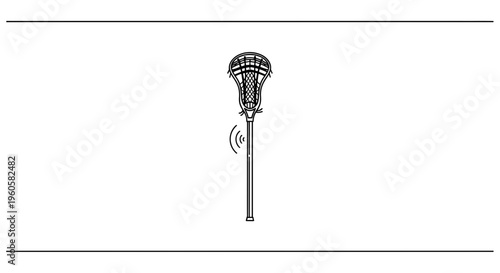 Modern lacrosse stick icon emitting wireless signals representing sports technology innovation and