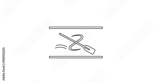 Dynamic paddle movement through a swirling water current icon illustrating vigorous aquatic activity