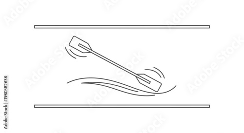 Minimalist illustration depicting a double-bladed paddle creating dynamic movement in water