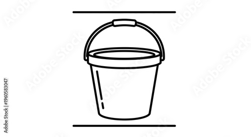Clean minimalist illustration of an empty bucket with handle for various utility purposes