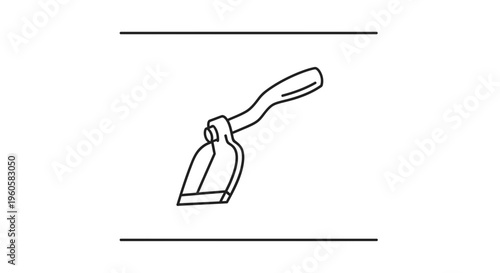 Minimalist garden hoe line art icon for agricultural work and diverse gardening applications