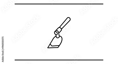 Minimalist outline icon of a classic gardening hoe, essential for cultivation and earthwork tasks
