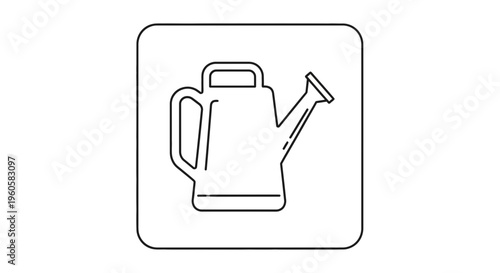 Minimalist outline icon of a classic watering can essential for horticulture and garden tasks