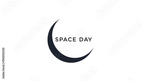 A minimalist logo design for Space Day featuring a crescent moon shape