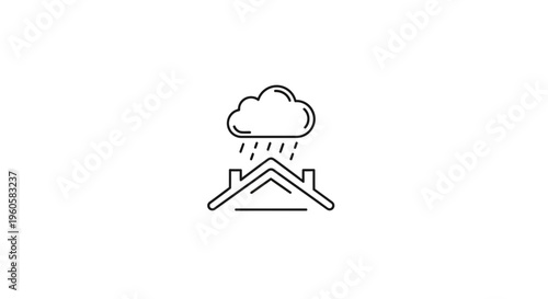 Minimalist line art icon representing house roof protection against adverse weather conditions