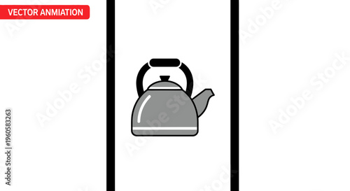 Sleek monochrome vector illustration of a traditional kitchen kettle for hot beverages