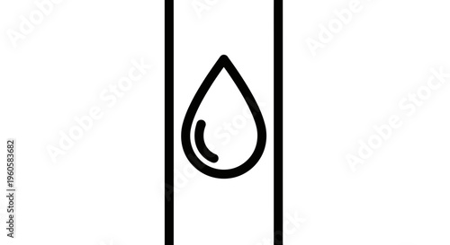 Clean abstract liquid droplet icon flowing through a vertical pipeline symbol representing