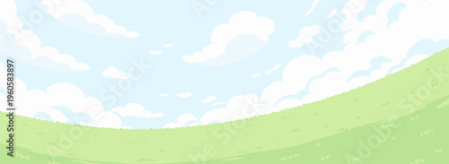 青空と草原のやさしい自然風景バナー背景