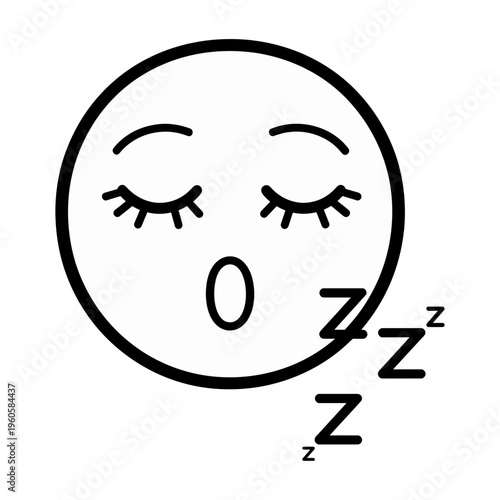 Vector of a sleepy face with closed eyes and zzz symbols