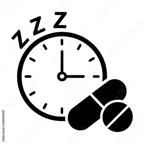Vector of a clock with pills and sleep symbols