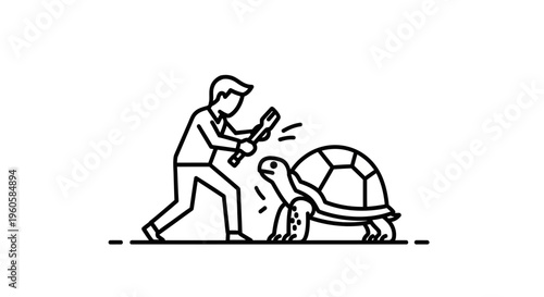 Illustrative depiction of human efforts to overcome slow obstacles and improve efficiency