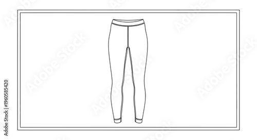 Clean vector line art drawing of women's activewear leggings for fashion design projects