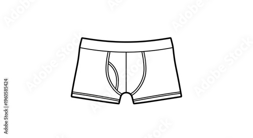 Minimalist line art illustration of men's comfortable underwear, showcasing essential undergarment