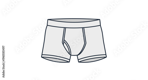 Minimalist line art illustration of a men's white boxer brief garment for everyday wear