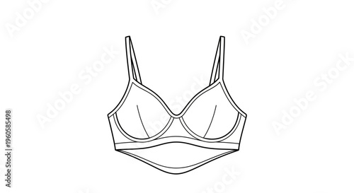 Minimalist outline drawing of a women's undergarment, clean fashion design illustration