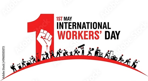 International workers day 1st may illustration with workers silhouette