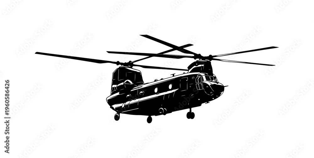Fototapeta premium CH-47 Chinook Military Helicopter Vector Illustration