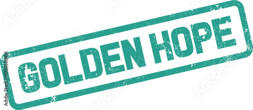 A vintage style green rubber stamp showing the words Golden Hope for optimistic future outlooks