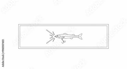 Minimalist line art illustration of a fishing lure designed to attract fish with emanating sensory