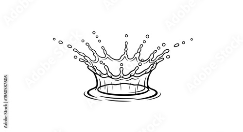 Vibrant crown-like water splash illustration capturing fluid motion and refreshing purity in a