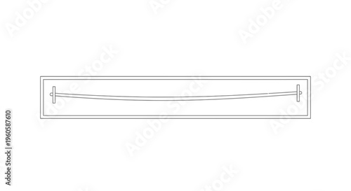Minimalist line art illustration of a curved element under tension within a simple frame graphic