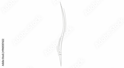 Ethereal graceful abstract vertical curved line art form on a pristine white backdrop vector