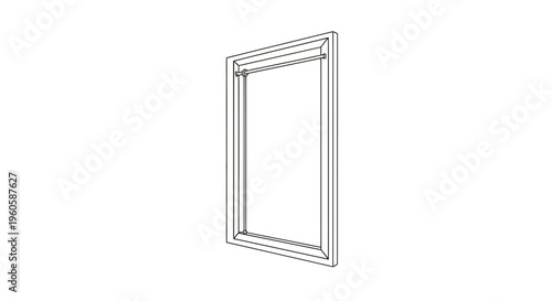 Minimalist architectural line drawing of a simple vertical frame with an interior crossbar for