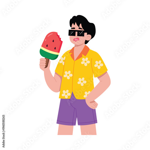 Eating Watermelon Vector Concept illustrations EPS File 