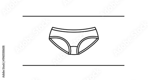Clean line art illustration of women's briefs simple minimalist underwear design icon element