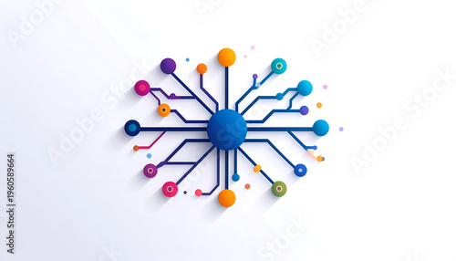 Abstract network connection of dots and lines in modern technology style design