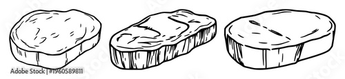 Steak meat icon set with minimalistic line illustration of a perfectly grilled steak featuring line art, simple, charcoal with vector and illustration