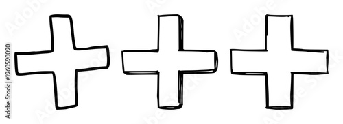 Plus sign icon set with simple line art featuring icons, symbols, design with minimalist and graphic and vector illustration